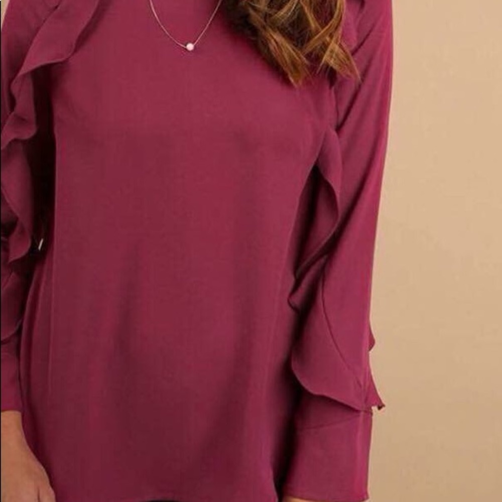 Berry Ruffle Sleeve Top